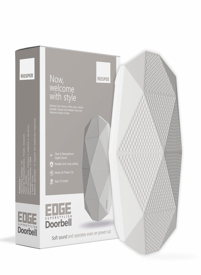 Hosper Edge Digital Door Bell for Home & Office | Works on Power Cut | Clear Stereophonic Sound | Sleek Indoor Decorative Doorbell | Easy Installation with ON/Off Switch - Image 1